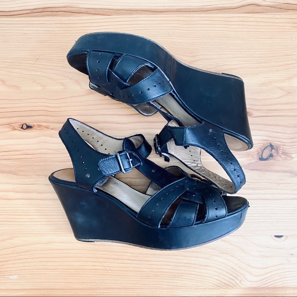 Barney’s New York CO-OP platform sandals black leather 38 / 8 - Picture 5 of 9